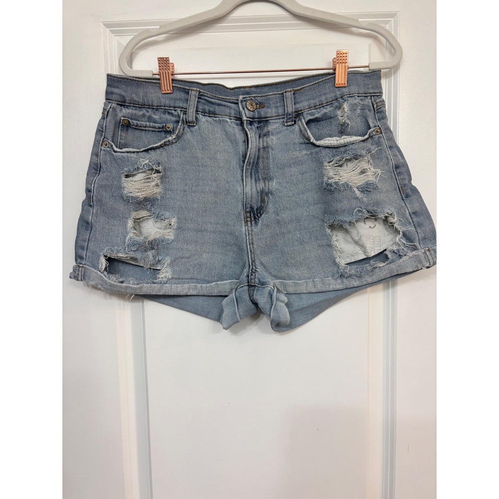 Rewash Distressed Denim Shorts Light Wash Ripped Cuffed Size 11/30 100% Cotton